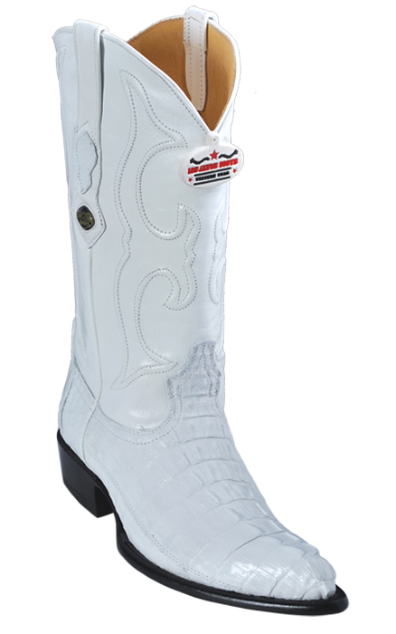 Los Altos White All-Over Genuine Crocodile Tail J-Toe Cowboy Boots 990128 - Click Image to Close